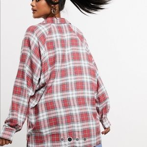 ASOS Red/ White Check Boyfriend Blouse